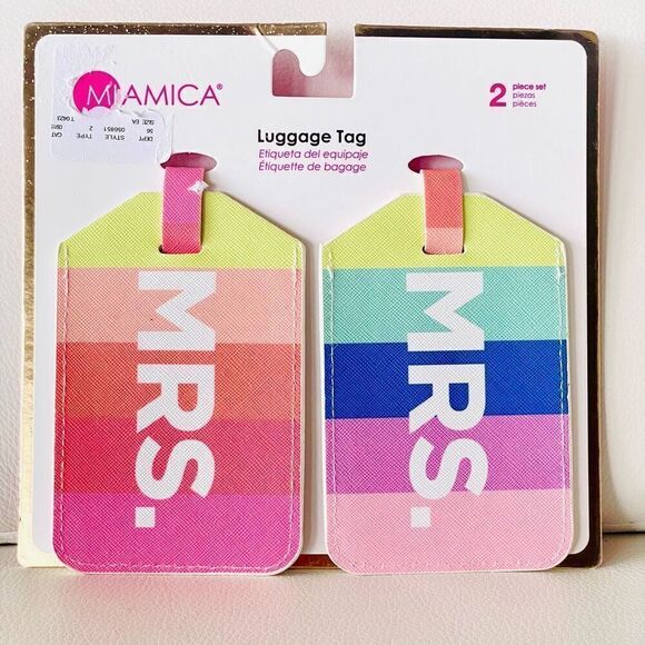 NWT MIAMICA Gorgeous MRS. & MRS. Rainbow Pride 2 Pack Luggage Tags read - Picture 1 of 12